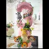Decoration 38pcs Wild One Animal Theme Balloon Tower for Girl's Jungle Forest Birthday Decorations Pink Balloons DIY Supplies