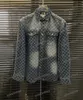 Xinxinbuy Men Designer Tee T-shirt 23SS Gradient Double Letter Jacquard Denim Shirt Short Sleeve Cotton Femmes Noir XS-2XL