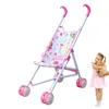 Docktillbehör barnvagn låtsas spela leksaker med bottenkorg simulering baby docka ljus barnvagn vikbar vagn år födelsedagspresent 230812