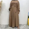 Ethnic Clothing Women Muslim Abayas Dubai Loose Sleeve Side Pocket Dress Femme Musulman Kaftan Turkey Arabic Long For