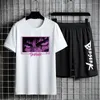 Tracksuits voor heren anime berserk tweedelig pakken zwart sportpak casual set katoenen korte mouwen shirt shirt shirt short shorts vijfde broek