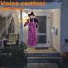 Andra evenemangsfestleveranser Halloween Horror Glowing Witch Dolls Hanging Ghost Pendant Voice Induction Control Prop Led Eyes for Bar Home Garden Scary Decor 230814