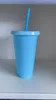 Gobelets en plastique de 24oz, pour boire du jus, avec lèvre et paille, tasse à café magique, tasse transparente en plastique personnalisée