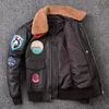 Mäns jackor Air Force G1 Flight Jacket Tjockning quiltad jacka Topplager Ko läderjacka Men Coat Winter Jackets M212 230812