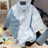 Chemises décontractées pour hommes Summer Men de la chemise patchwork en jean Tente à manches courtes Streetwear Social Party Button All-Match Daily Vêtements