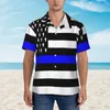 Chemises décontractées pour hommes chemises minces drapeau de ligne bleu unis_states à manches courtes sur les hauts