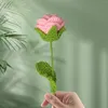 Kwiaty dekoracyjne szydełko różowy dzianinowy kwiat ręcznie robiony na randki romantyczny prezent