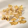 Kolczyki obręcze 18K złoty Ginkgo liście kwiaty Kolczyka motyla upuszcza kolczyka ze stali nierdzewnej stadi