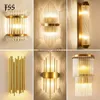 Lampy ścienne nowoczesne złote kryształowe światła ścienne nocne do sypialni salon dekoracja domów LED Sconce łazienka HKD230814