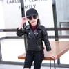 Jackets Children Girls Boys Black Jackets Kids Baby Leather Jacket Spring Autumn Cool Coat Children Clothes Overcoats 3-14T R230812