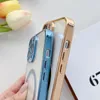 Fashion Plating For Magsafe Case For iPhone 15 14 13 Pro Max Wireless Charging Magnetic Soft Cover With Camera Lens Protector