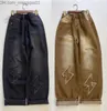 Męskie spodnie y2k harajuku dżinsy vintage błyszczące wzór wysokiej talii szczupły dżinsy punkowe hip hop gotyk luźne szerokie nogi spodne street moda Z230815