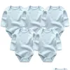 Rompers Bady Girl Boys Romper 5PCS/LOTS BORN SLEEPSUIT INFANT CLOSERS LEGHSLEES SOLID COLOR JUMPSUITS UNISEX CUSTOME 201127 DROP D DHFP0