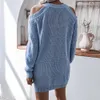 Autumn And Winter Off Shoulder Long Sleeve Casual Loose Wool Dress Women's Wear