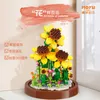 Blocks Creative Flower Bouquet Succulents Micro Buildings Blocks Garden Potted Plant Model Sunflower Rose Diy Toys For R230814