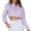 Dames hoodies vrouwen crop top hoodie casual lange mouw capuchon short sweatshirt sexy revers rits omhoog voor trekkoord pullover tops