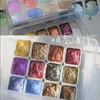 Nagelglitter 6123236 pcs massief pigment kunst decor aquarel manicure manicure metallic verf trek chroom poeder bloemen nagels set 230814