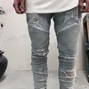 Wholesale slp blue/black destroyed mens slim denim straight biker skinny jeans Casual Long men ripped jeans Size 28-38 free shipping T230814