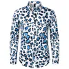Herren S lässige Hemden Herren Langarm Fashion Leopard Design Print Shirt 230814