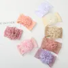 Gegrilde rand Chiffon Large Flower Headband Baby Girls Bandeau Pasgeboren Jacquard Cable Gedrukte elastische brede nylon tulband Hoofdtekst