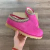 Uggit Chinelos Original Tasmanes Tazz Plataforma Chinelos Mulheres Botas de Inverno Trança De Couro Confortável Austrália Camurça Pele De Carneiro Curto Mini Arco Tênis Esportivos Ao Ar Livre