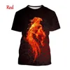 T-shirts masculins et feu de sport féminin Phoenix 3D Imprimé t-shirt court à manches courtes mâles à demi-manche