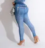 Женские брюки Женская одежда голубая печать с высокой талией.