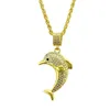 Anhänger Halsketten Hip Hop Frauen Süßes Delphin Ewelry CZ Crystal Bling Out Pendant Kette Halskette Schmuck Gold 30 "Z59