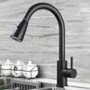 Kitchen Sink Faucet Single Hole Multifunktion Hot and Cold Mixer Tap For Pure Water Midnight Black Stainless Steel