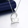 Popular S925 Silver Split Necklace Two Color Owl Heart Bird Pendant Party Trendy Statement For Women