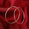 Hoopörhängen 925 Sterling Silver Simple Fashion 35mm/50mm Round Circle For Women Trendy Jewelry Wholesale