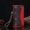Vacker iPhone -telefonfodral 15 14 13 Pro Max Luxury Lu Leather Wallet Card Purse 15Promax 13Pro 12Pro 11Pro 12 11 X XS XR 8 7 Back Cover Fundas Brown Small Flower