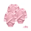 Tutarlar kız bebek erkek erkek romper 5pcs/lots doğumlu sleepsuit bebek kıyafetleri uzun kollu düz renkli tulumlar unisex custome 201127 Drop d dhfp0