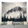Tapestries Chinese Ink Wash Landscape Painting Tapestry Wall Hanging Sunrise Colorful Simple Room Bedroom Background Decor Blanket R230812