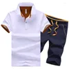 Men's Tracksuits Summer 2023 Brand Men Sports Sets 2Piece Shorts Running Fitness Suit Male Tracksuit Casual Short-sleeve POLO Shirt 4XL