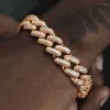 Linkarmbanden 18 20 mm Bling Rhinestone Hip Hop Cubaanse keten voor vrouwelijke mannen Iced Full Crystal Rapper Hand Luxe sieraden