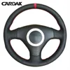 Cardak Black Leather Red Marker Car Steering hjulskydd för Audi A4 B6 2002 A3 3Spoaks 2000 2001 2003 Audi TT 19992005 J220808278D