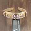 Hair Clips 2023 Mocha Colorful Crystal Flower Hairband Rhinestone Baroque Headband Luxury Hoop Bands For Women Wedding Accessories