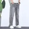 Jeans masculin Summer laitier porte des hommes jean slim fit pantalon gris pantalon de jambe droite des vêtements de printemps