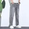 Men's Jeans Summer Dairly Wear Men Jean Stretch Slim Fit Pants Gray Straight Leg Trousers Spring Denim Clothing