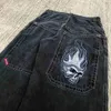 Jeans maschile y2k jeans hip hop teschio motivano oversize jeans larghi poeta pantaloni di jeans vintage uomini uomini donne nuovi pantaloni ampi goic streetwear j230814