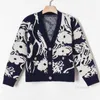 Women's Sweaters 2023 Autumn Winter Thick Warm Sweater Women Floral Jacquard Navy Blue Pullover O Neck Knit Jersey Jumper Sueter Mujer