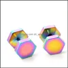 Stud Double Hexagon Studs Earrings Men Punk Ear Piercing Jewelry Stainless Steel Earring For Women Fashion Gift 1850 Q2 Drop Delivery Dhkla