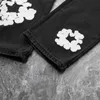 Mäns klassiska rakben jeansbyxor byxor för hösten 23fw rak fit casual byxor stilfull broderi blommor broderad blommig 14 augusti