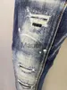 Jeans maschile maschile buco casual buco spray dipinto di jeans alla moda di tendenza pantaloni in tessuto in denim A506 J230814