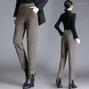 Spodnie damskie jesienne zima 2023 Vintage wełniane elastyczne wysoką talię swobodne dzikie harem pant lady szczupły wełniane spodnie ołówkowe spodnie