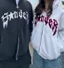 Kadın Hoodies Sweatshirts Harajuku Moda Y2K Büyük Boy Ceket Kişilik Örümcek Baskı Hoodie Punk Çift Tam Zip Yukarı Üstler Kawaii Giysileri 230814