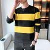 Heren Hoodies gestreepte plaid sweatshirts mannen winter mannelijke casual tops round-neck lange mouw hoodless sport warme losse pullovers 5xl