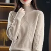 Chandails de laine pour femmes Pull à demi-col Pullover en tricot à fond en tricot lâches