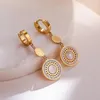 Hoop Earrings Fashion Light Luxury Zircon Geometric Pendant Stainless Steel Niche Senior Vintage Gift Girl